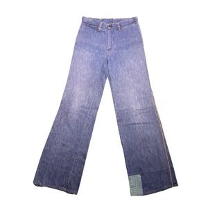Vintage 70s Wide Leg Flare Denim Jeans Blue Waist 28